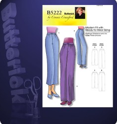 5222 BUTTERICK EZ CONNIE CRAWFORD STRAIGHT- TAPER LEG PANTS XXL-5X PATTERN